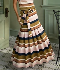 Antonio Melani X Style Bungalow The Town Sateen Stripe Coordinating A-Line Midi Skirt