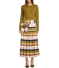 Antonio Melani X Style Bungalow The Town Sateen Stripe Coordinating A-Line Midi Skirt