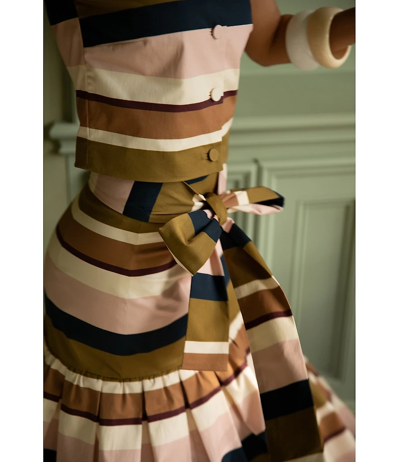 Antonio Melani X Style Bungalow The Town Sateen Stripe Coordinating A-Line Midi Skirt