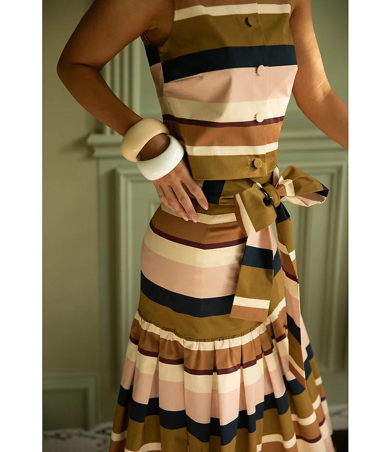 Antonio Melani X Style Bungalow The Town Sateen Stripe Coordinating A-Line Midi Skirt