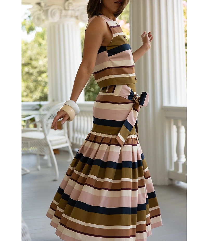 Antonio Melani X Style Bungalow The Town Sateen Stripe Coordinating A-Line Midi Skirt