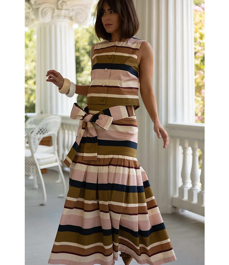 Antonio Melani X Style Bungalow The Town Sateen Stripe Coordinating A-Line Midi Skirt