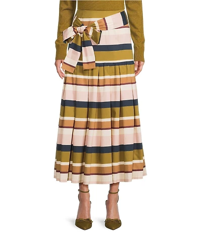 Antonio Melani X Style Bungalow The Town Sateen Stripe Coordinating A-Line Midi Skirt