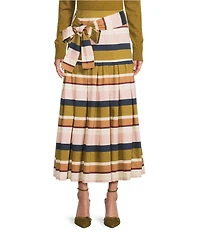 Antonio Melani X Style Bungalow The Town Sateen Stripe Coordinating A-Line Midi Skirt