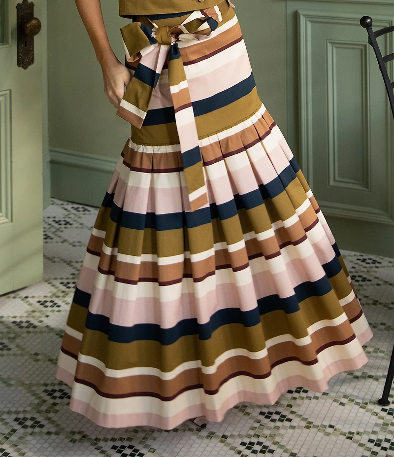 Antonio Melani X Style Bungalow The Town Sateen Stripe Coordinating A-Line Midi Skirt