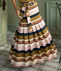 Antonio Melani X Style Bungalow The Town Sateen Stripe Coordinating A-Line Midi Skirt