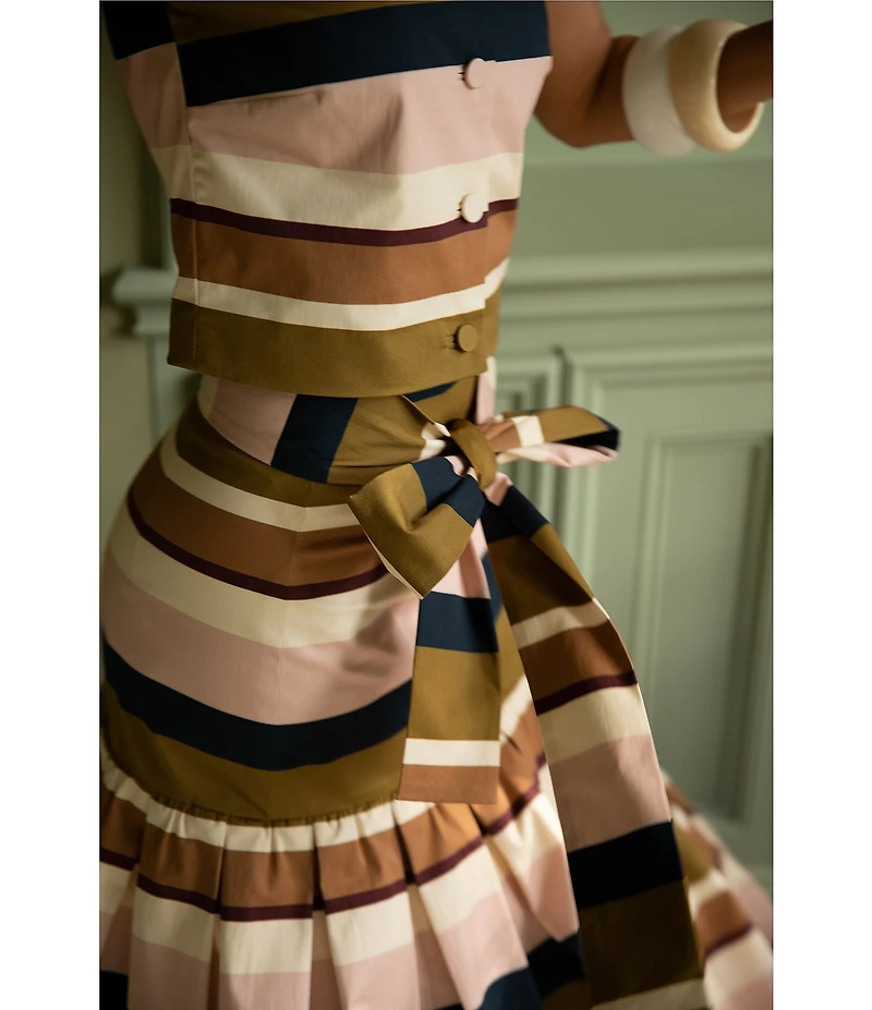 Antonio Melani X Style Bungalow The Town Sateen Stripe Coordinating A-Line Midi Skirt