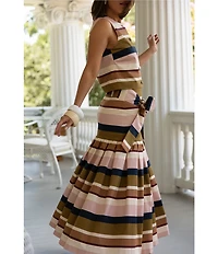 Antonio Melani X Style Bungalow The Town Sateen Stripe Coordinating A-Line Midi Skirt