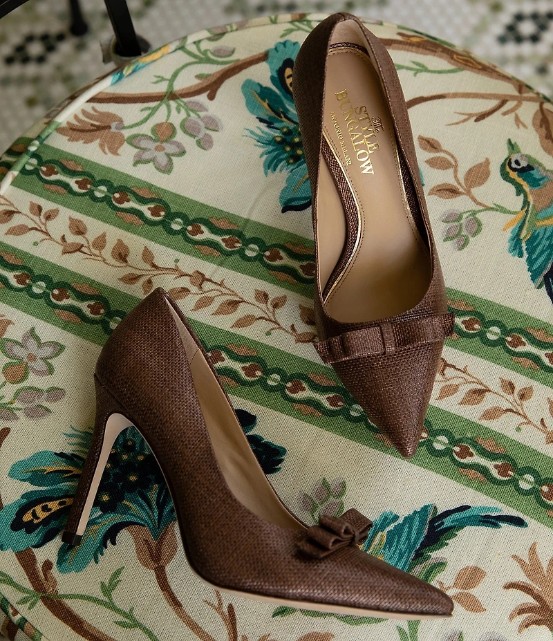 Antonio Melani x Style Bungalow Worth Raffia Bow Detail Stiletto Pumps