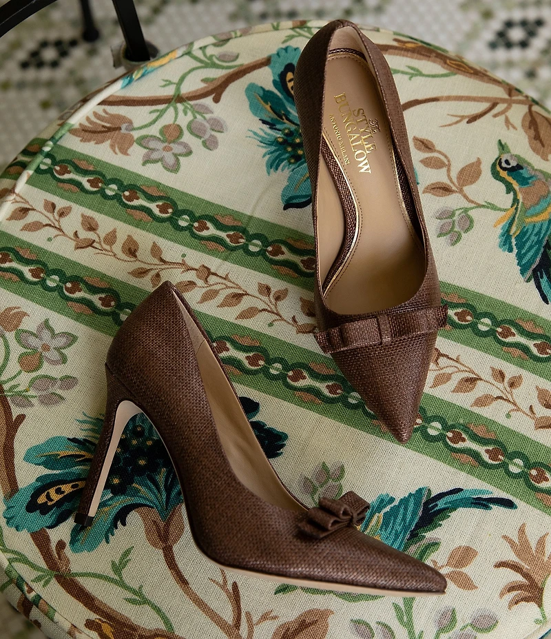 Antonio Melani x Style Bungalow Worth Raffia Bow Detail Stiletto Pumps