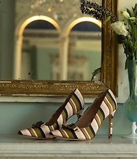 Antonio Melani x Style Bungalow Worth Striped Fabric Bow Detail Stiletto Pumps