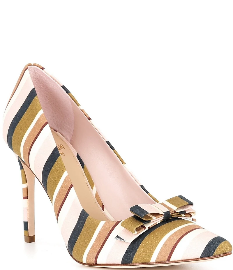 Antonio Melani x Style Bungalow Worth Striped Fabric Bow Detail Stiletto Pumps