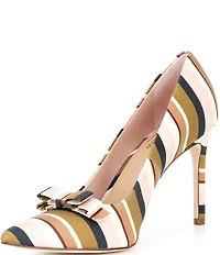 Antonio Melani x Style Bungalow Worth Striped Fabric Bow Detail Stiletto Pumps