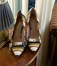 Antonio Melani x Style Bungalow Worth Striped Fabric Bow Detail Stiletto Pumps