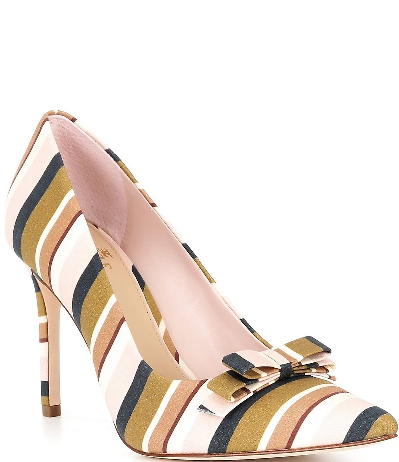 Antonio Melani x Style Bungalow Worth Striped Fabric Bow Detail Stiletto Pumps