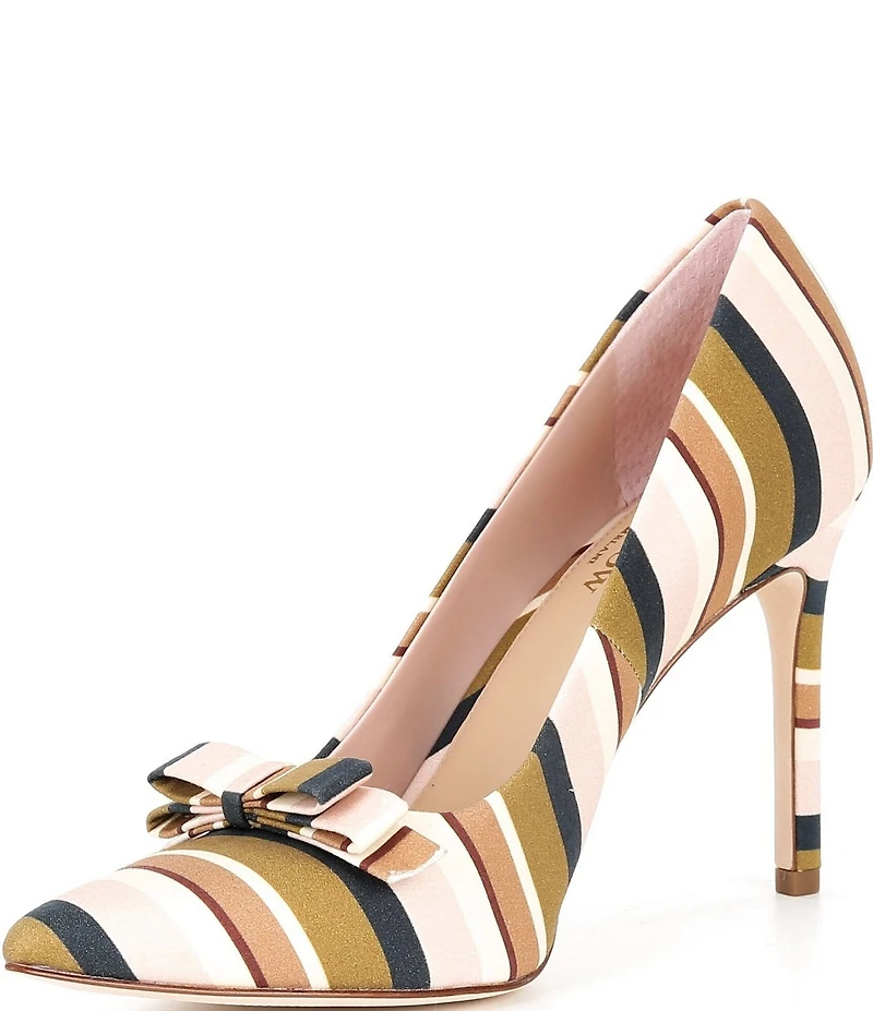 Antonio Melani x Style Bungalow Worth Striped Fabric Bow Detail Stiletto Pumps