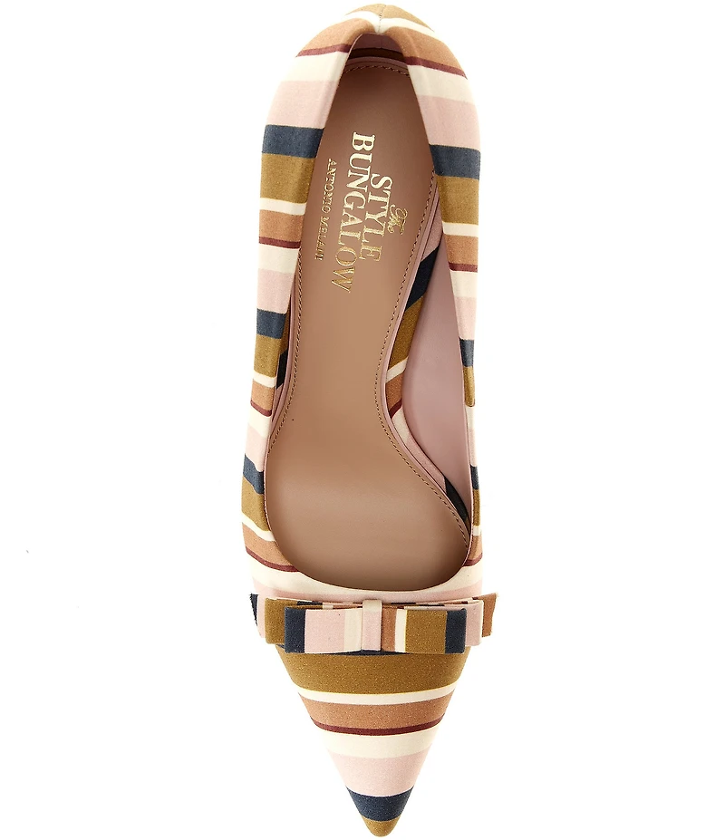 Antonio Melani x Style Bungalow Worth Striped Fabric Bow Detail Stiletto Pumps