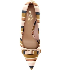 Antonio Melani x Style Bungalow Worth Striped Fabric Bow Detail Stiletto Pumps