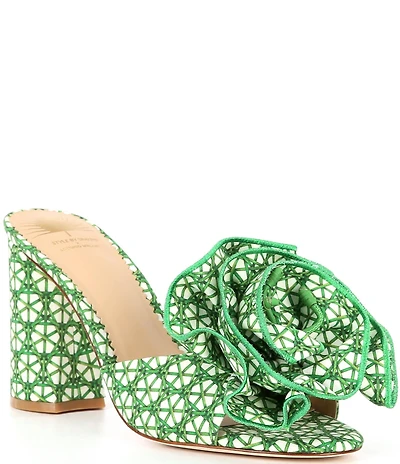 Antonio Melani x Style by Simkins Blake Cane Printed Flower Ornament Dress Slide Sandals