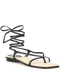 Antonio Melani x Style by Simkins Hampton Leather Ankle Wrap Flat Sandals