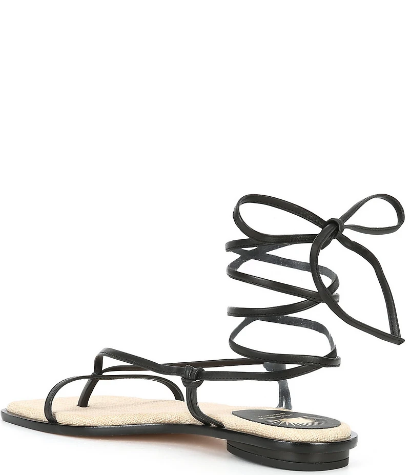 Antonio Melani x Style by Simkins Hampton Leather Ankle Wrap Flat Sandals