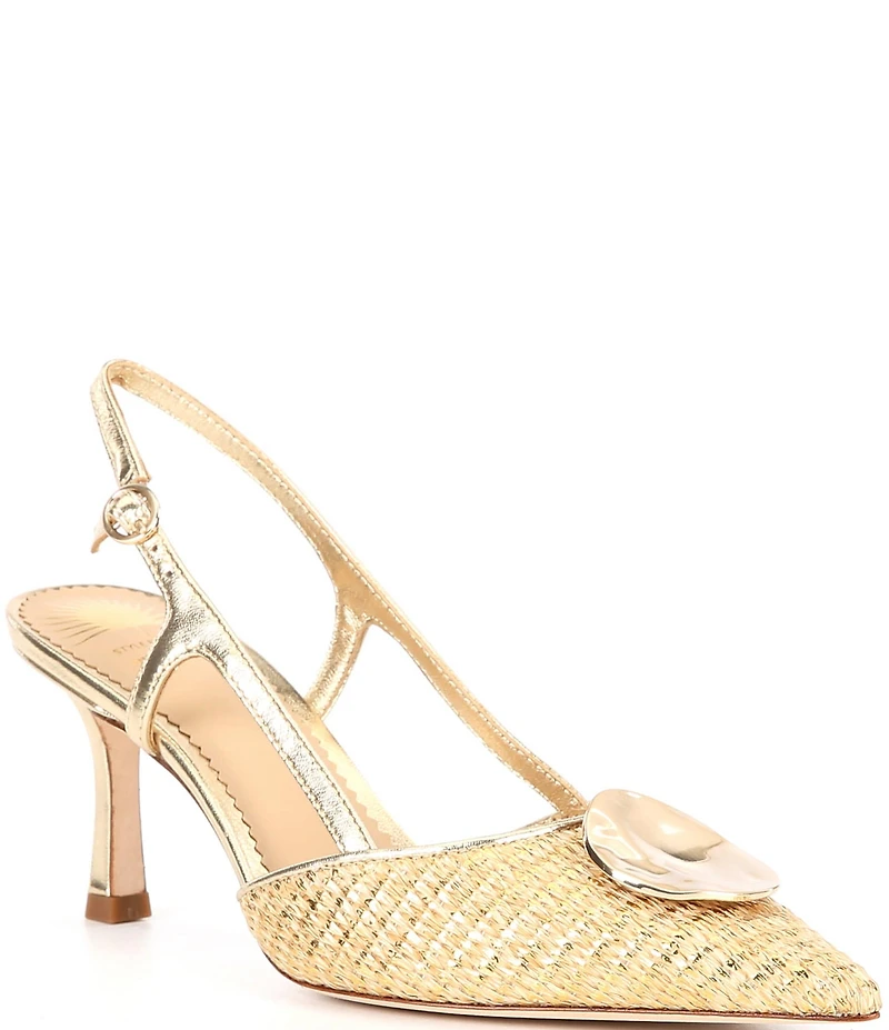 Antonio Melani x Style by Simkins Lisa Raffia Ornamented Slingback Pumps