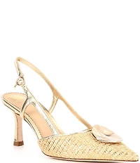 Antonio Melani x Style by Simkins Lisa Raffia Ornamented Slingback Pumps
