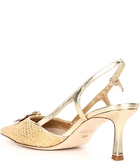 Antonio Melani x Style by Simkins Lisa Raffia Ornamented Slingback Pumps