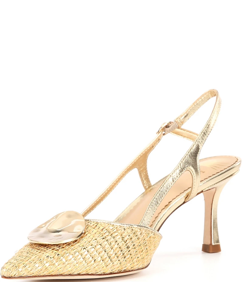 Antonio Melani x Style by Simkins Lisa Raffia Ornamented Slingback Pumps