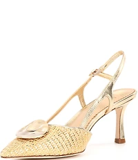 Antonio Melani x Style by Simkins Lisa Raffia Ornamented Slingback Pumps
