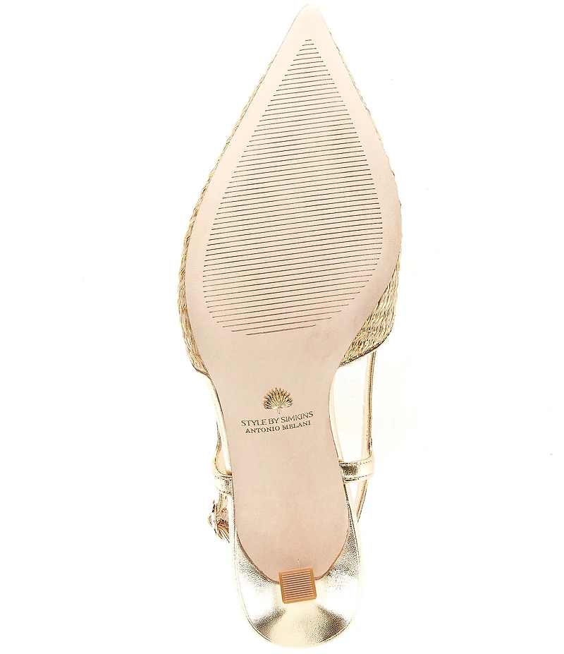 Antonio Melani x Style by Simkins Lisa Raffia Ornamented Slingback Pumps