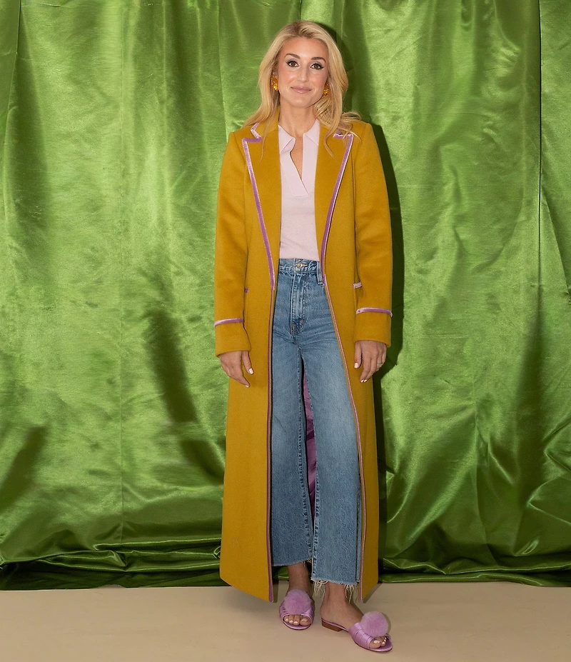 Antonio Melani x The Nat Note Bea Wool Blend Tie Front Notch Lapel Collar Trench Coat