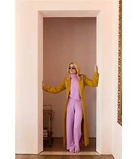 Antonio Melani x The Nat Note Bea Wool Blend Tie Front Notch Lapel Collar Trench Coat