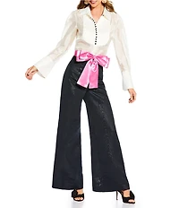 Antonio Melani x The Nat Note Grace Moire Flat Front Straight Leg Pants