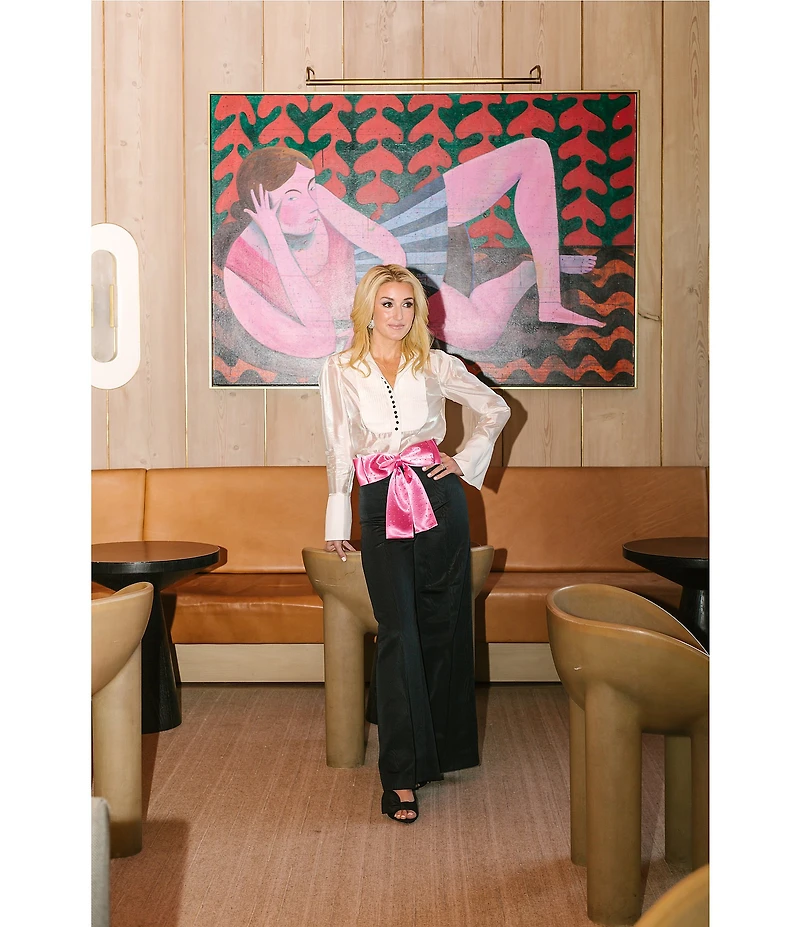 Antonio Melani x The Nat Note Grace Moire Flat Front Straight Leg Pants