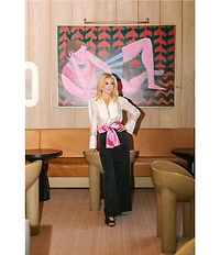 Antonio Melani x The Nat Note Grace Moire Flat Front Straight Leg Pants