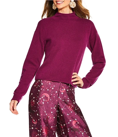 Antonio Melani x The Nat Note Jessica Mock Neck Cashmere Sweater