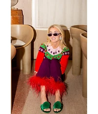 Antonio Melani x The Nat Note Kiley Fair Isle Wool Blend Crew Neckline Long Sleeve Sweater