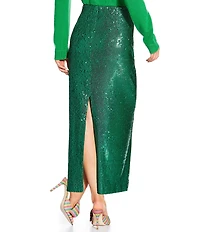 Antonio Melani x The Nat Note Naomi Embellished Martini Sequin Pencil Midi Skirt
