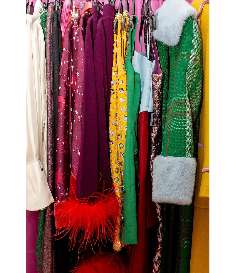 Antonio Melani x The Nat Note Patsy Textured Plaid Tweed Peter Pan Faux Fur Collar Trench Coat