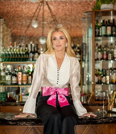 Antonio Melani x The Nat Note Polly Organza Twill Button Front Long Sleeve Blouse