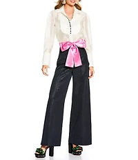 Antonio Melani x The Nat Note Polly Organza Twill Button Front Long Sleeve Blouse