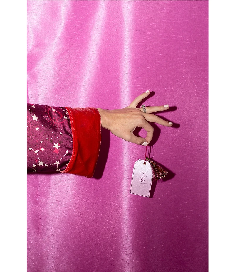 Antonio Melani x The Nat Note Stella Star And Moon Print Satin Twill Velvet Coordinating Jacket and Pant Set