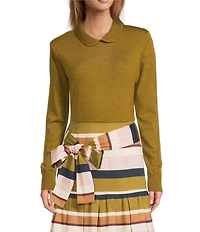 Antonio Melani x The Style Bungalow Lido Wool Blend Long Sleeve Peter Pan Collared Sweater