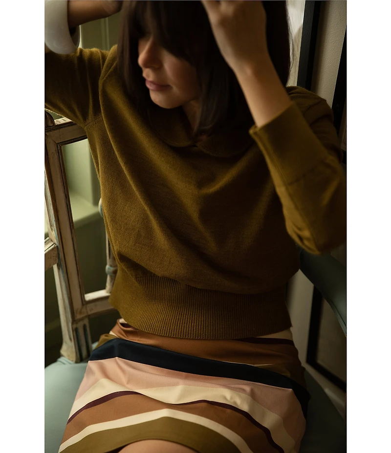 Antonio Melani x The Style Bungalow Lido Wool Blend Long Sleeve Peter Pan Collared Sweater