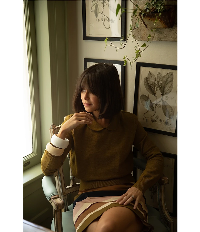 Antonio Melani x The Style Bungalow Lido Wool Blend Long Sleeve Peter Pan Collared Sweater