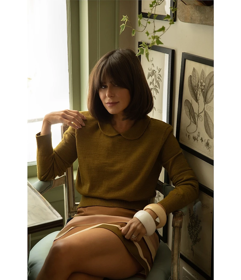 Antonio Melani x The Style Bungalow Lido Wool Blend Long Sleeve Peter Pan Collared Sweater