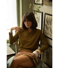 Antonio Melani x The Style Bungalow Lido Wool Blend Long Sleeve Peter Pan Collared Sweater