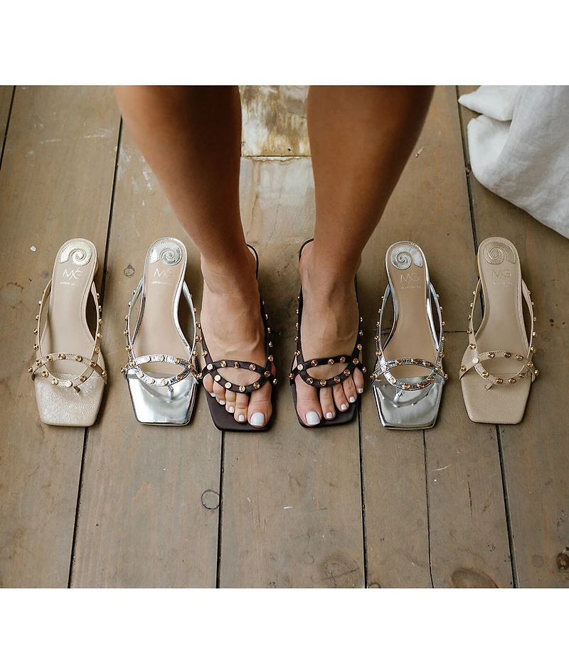 Antonio Melani x. M.G. Style Ridley Satin Studded Dress Sandals