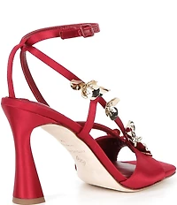 Antonio Melani Zoee Satin Flower Ornamented Ankle Strap Dress Sandals